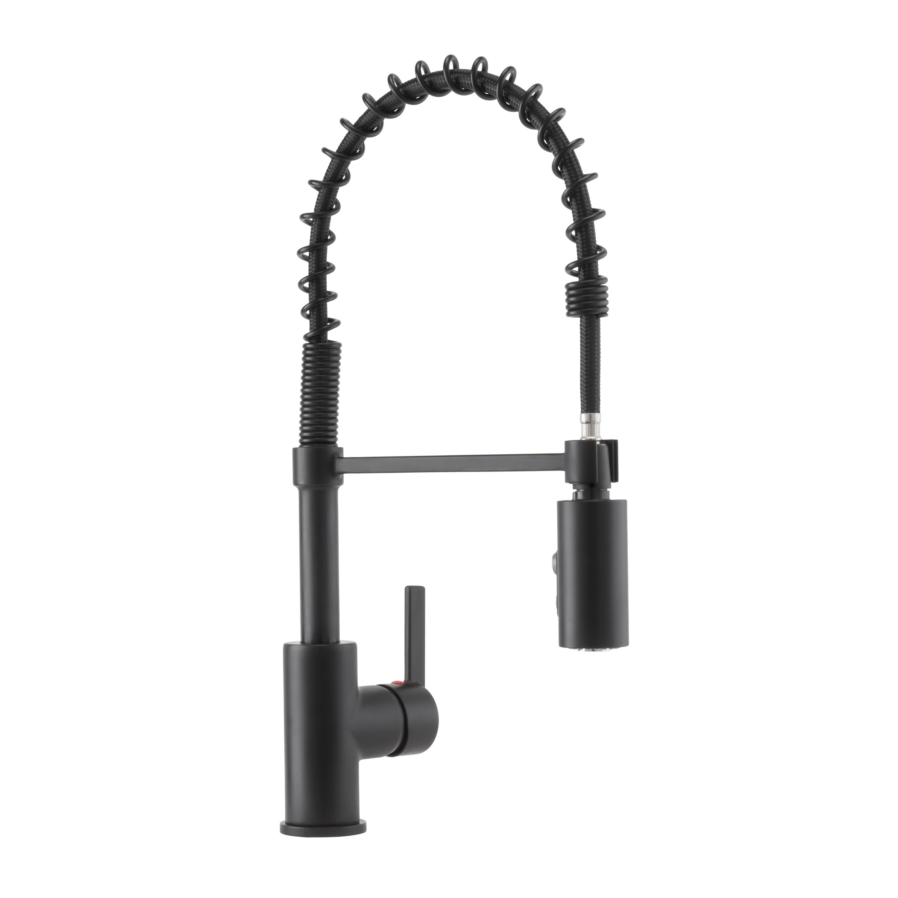 Project Source Flynt Matte black Single Handle Deck-mount Pull-down Kitchen Faucet with Sprayer (Includes Deck Plate)