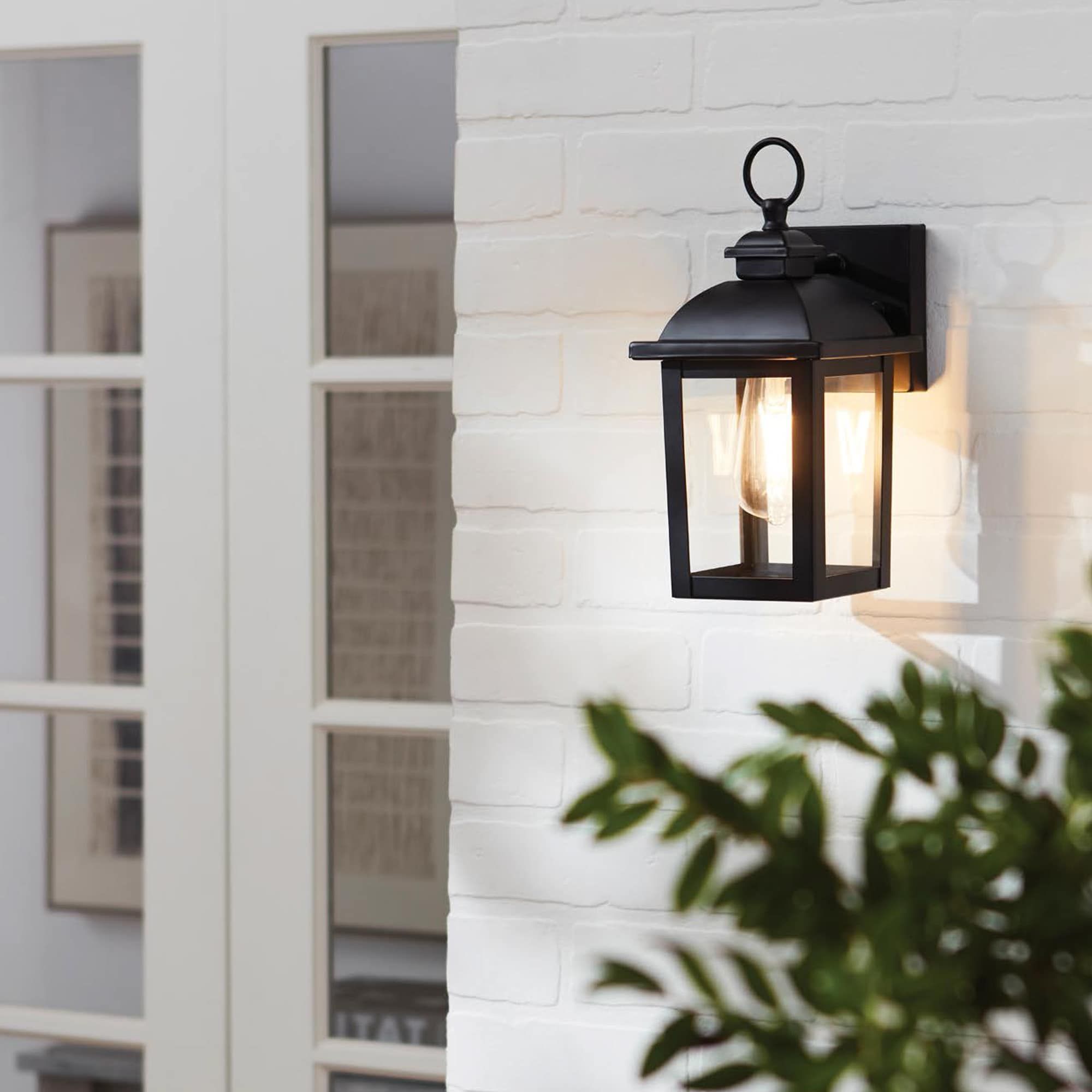 allen + roth Belford 1 -Light 11.4-in H Matte Black Hardwired Outdoor Wall Light