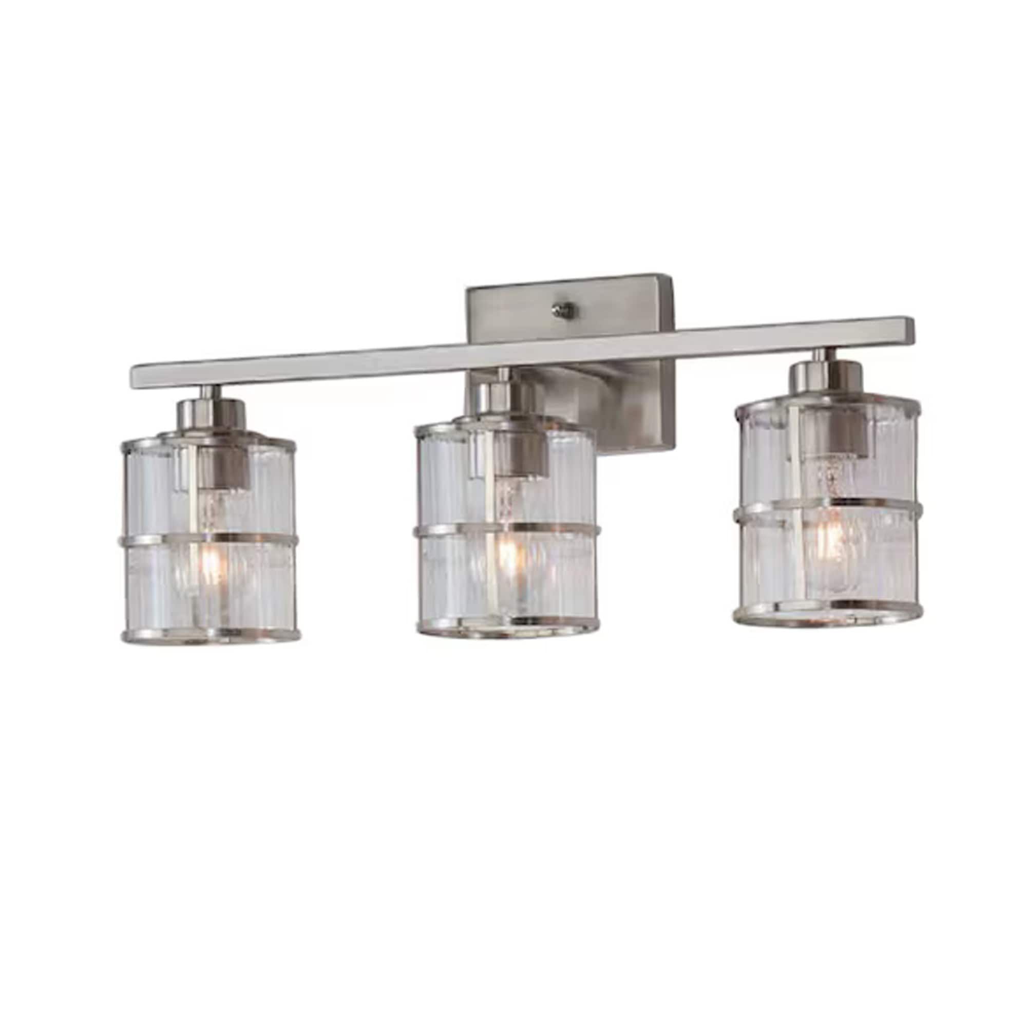 allen + roth Kenross 21.2-in 3 Light Brushed Nickel Traditional Bathroom Vanity light bar