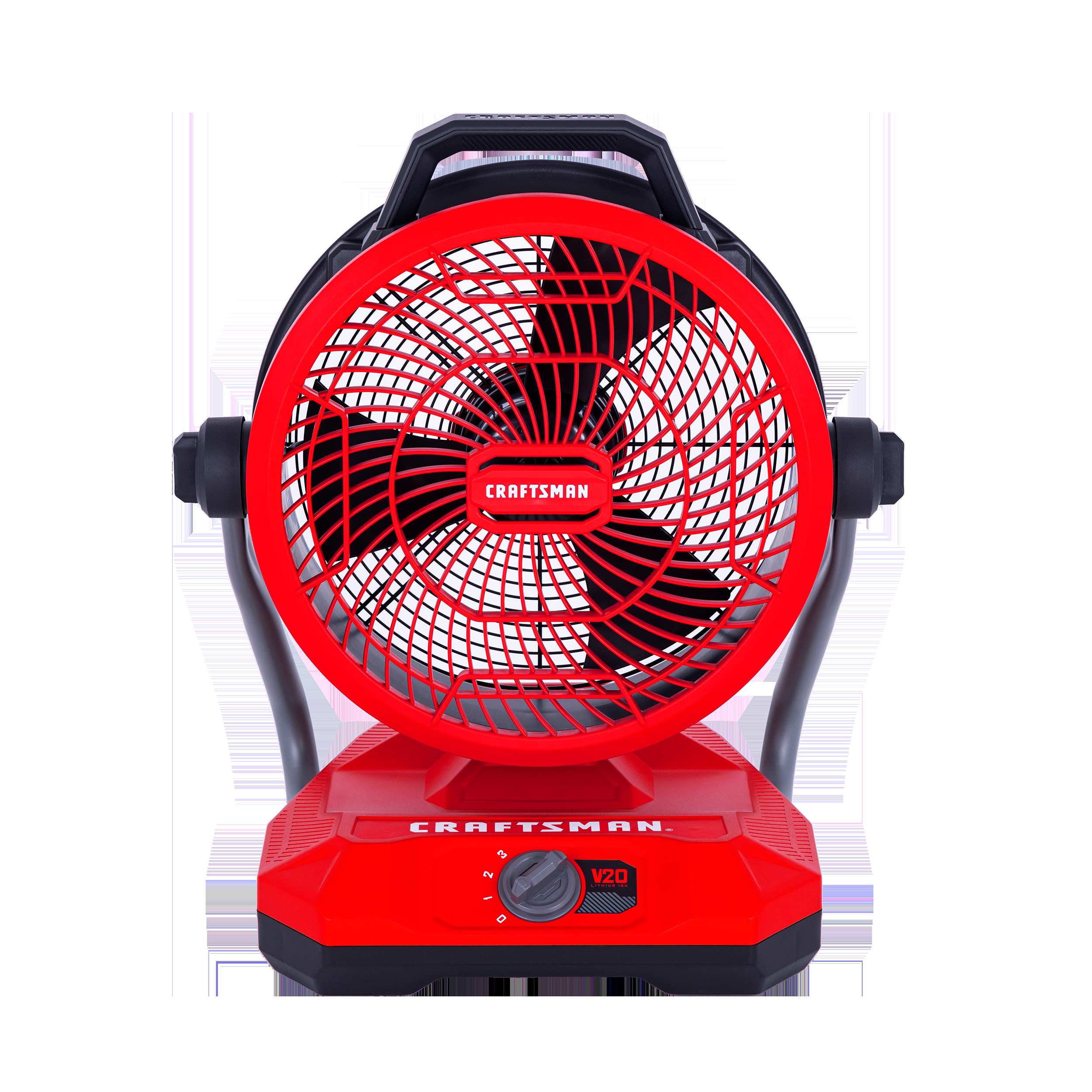 CRAFTSMAN 12-in High Velocity Indoor Industrial Fan, Battery Powered, in Red and black