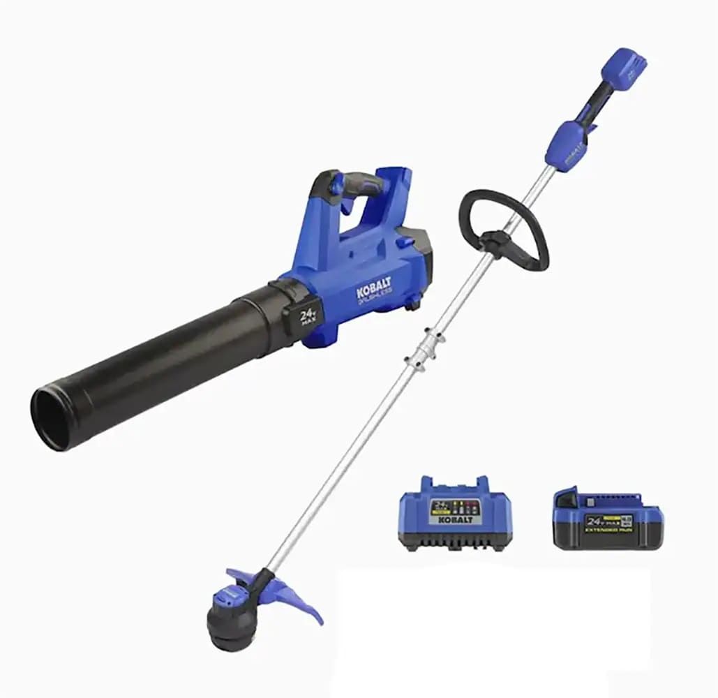 Kobalt 24-volt Cordless Battery String Trimmer and Leaf Blower and Combo Kit 4 Ah (Battery Included) (Charger Included)