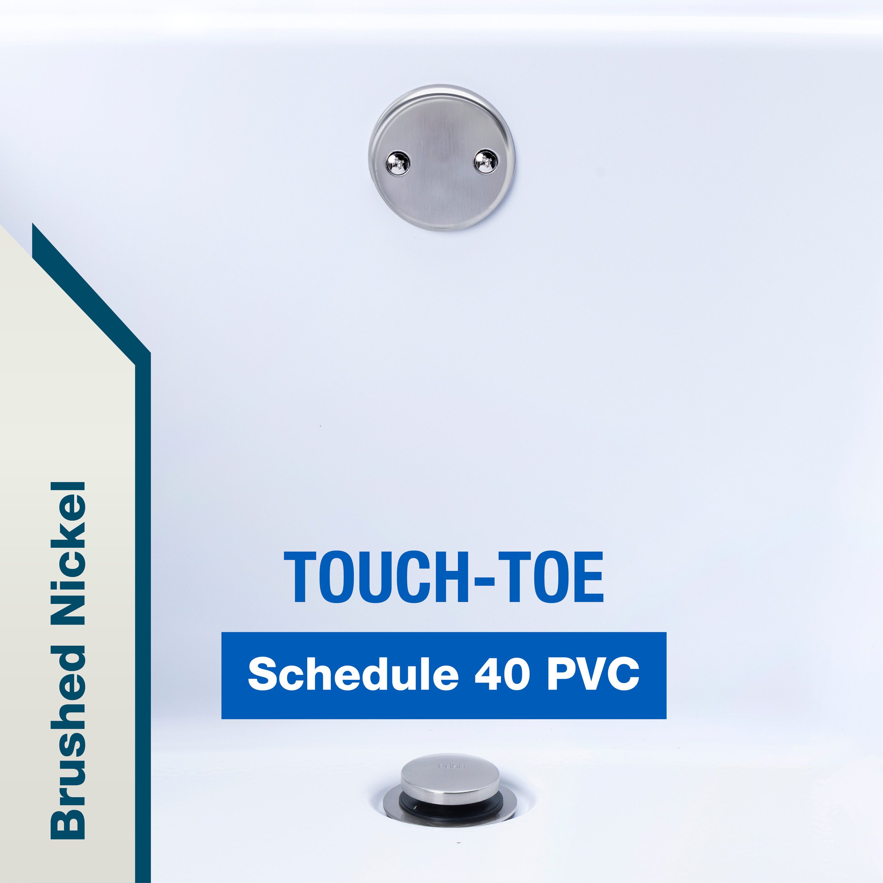 Dearborn 1-1/2-in Brushed nickel Touch-Toe White/Brushed nickel Toe-touch Drain with PVC Pipe Included
