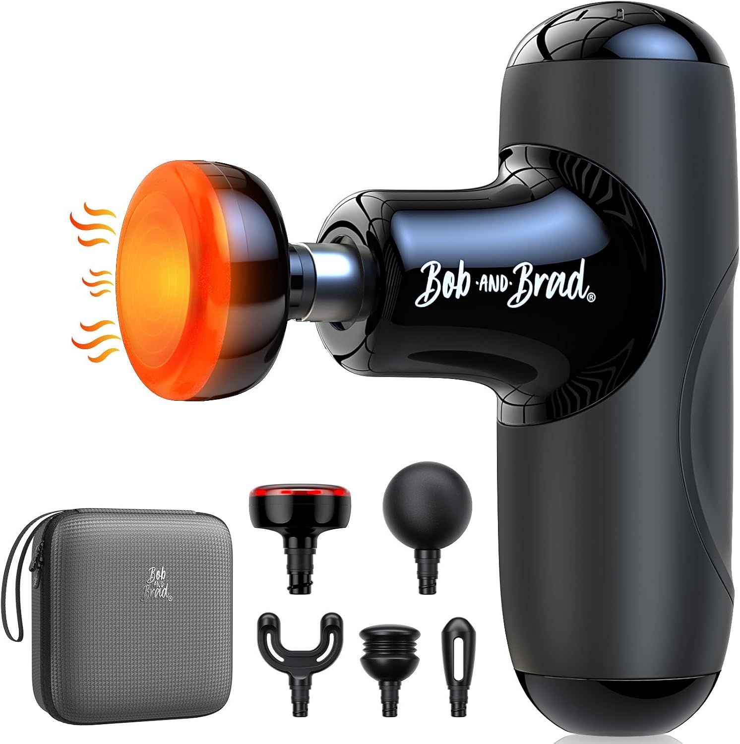BOB AND BRAD Q2 Plus Mini Massage Gun with Heat, Pocket-Sized Heated Muscle Massager Gun, Portable Percussion Muscle Massager Gun, Ultra Small & Quiet Muscle Massage Gun