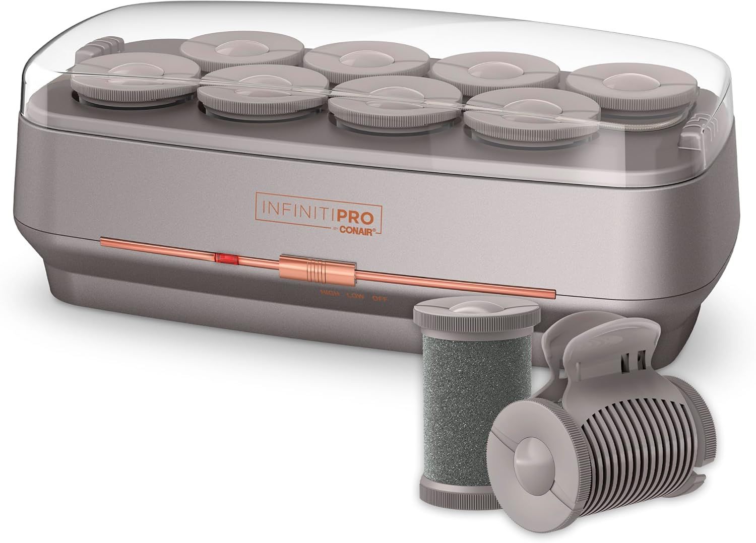 INFINITIPRO BY CONAIR Hot Roller Set with Ionic Generator, Eight 2-inch Jumbo Rollers plus Eight 2-prong clips,Champagne