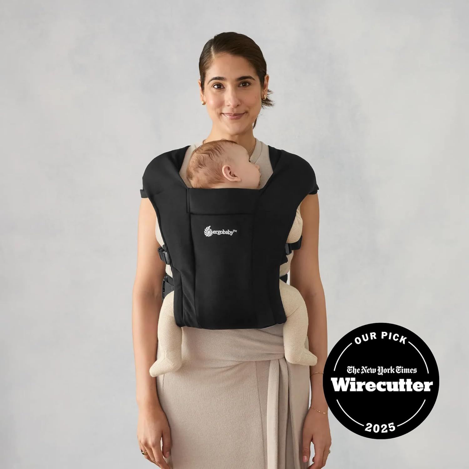 Ergobaby Embrace Newborn Baby Carrier for Infants 0-12 Months (7-25 lbs) - Ergonomic 2-Position Infant Carrier with Head and Neck Support, Hip-Healthy Positioning - Pure Black