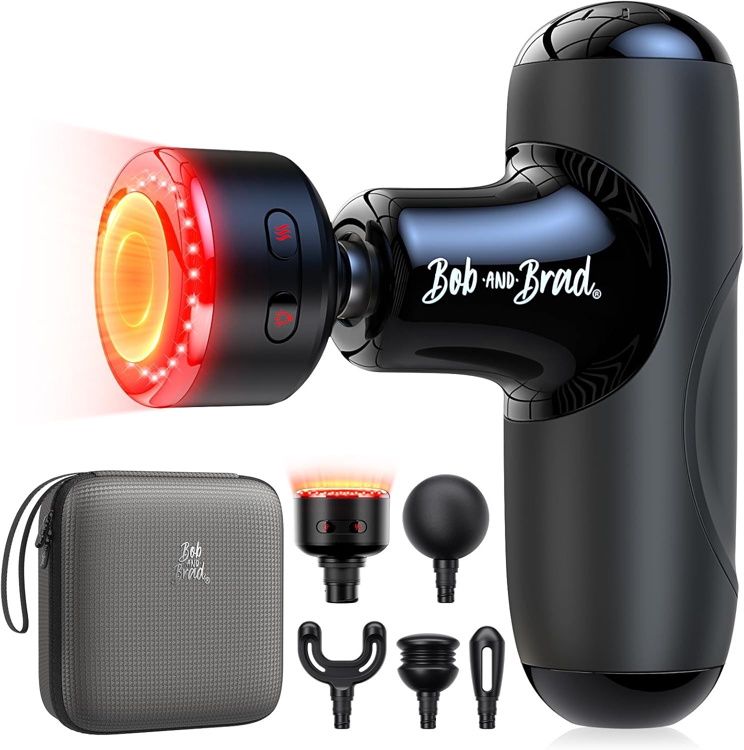 BOB AND BRAD Q2 Ultra Mini Massage Gun with Infrared Heat, Pocket-Sized Deep Tissue Percussion Massager Gun, Portable & Quiet Muscle massagun Gun for Relax Muscle, Ideal Gift for Athletes, Men, Women