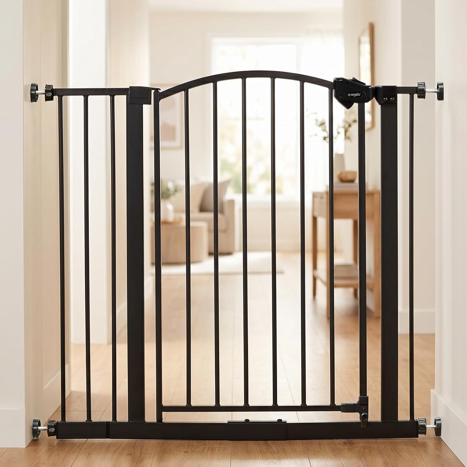 Regalo Easy Step Arched Decor Safety Gate, 29-35 inches Wide, Bronze, Extra Wide