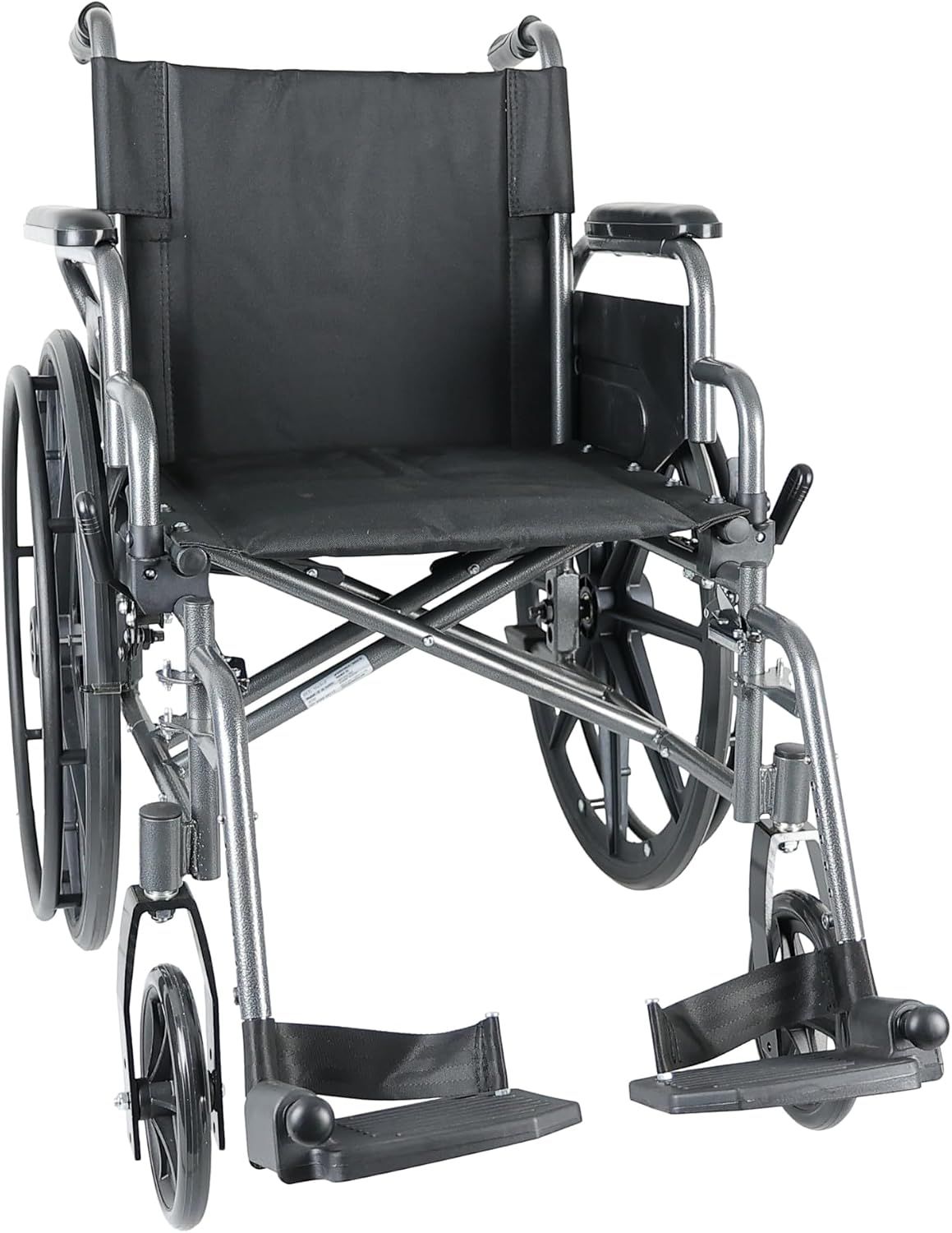 BIOS Living 22\\ / 55.8 cm Phoenix Wheelchair, Foldable, Durable Steel Frame, Swing Away/Removable Footrests, Flip-Up PVC Armrests, Adjustable Seat Height, 300lbs / 136kg Capacity