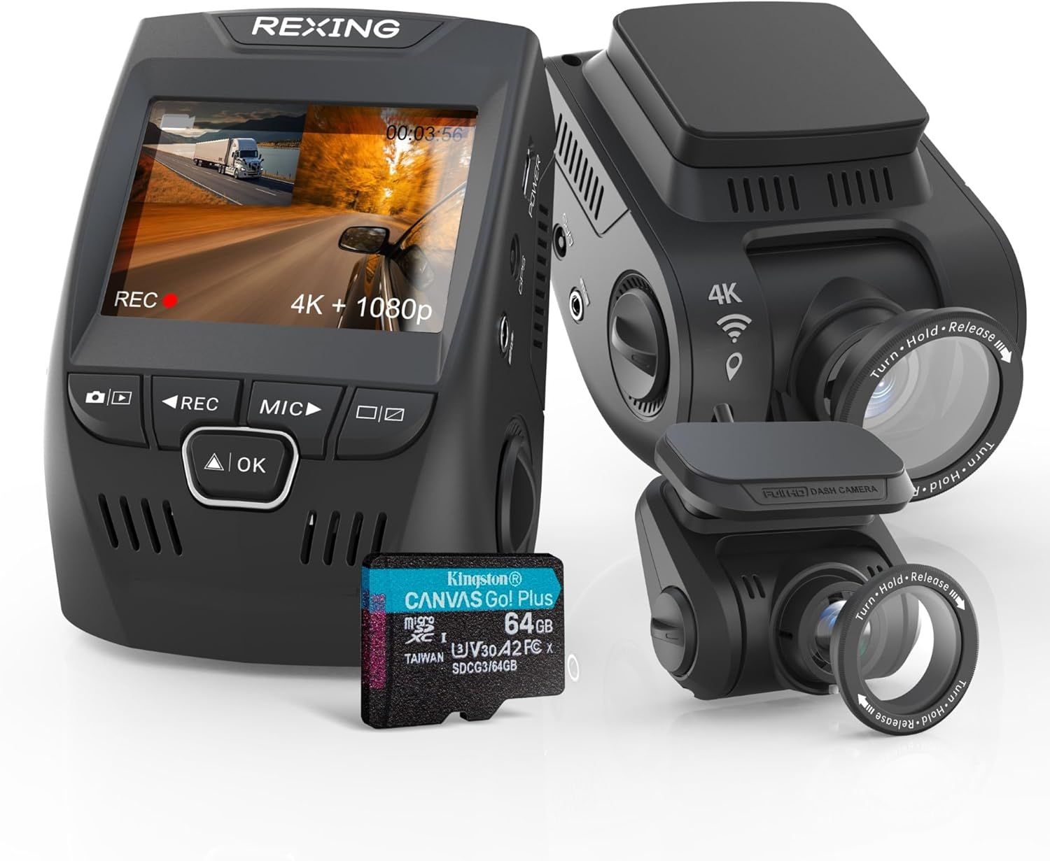 V1P SE 4K Dual Dash Cam w/GPS, Wi-Fi & 2pcs-CPL Filter | 512GB Support | Front 2160p, Rear 1080p | 170° Angle | G-Sensor | WDR | Loop Record | Parking Monitor