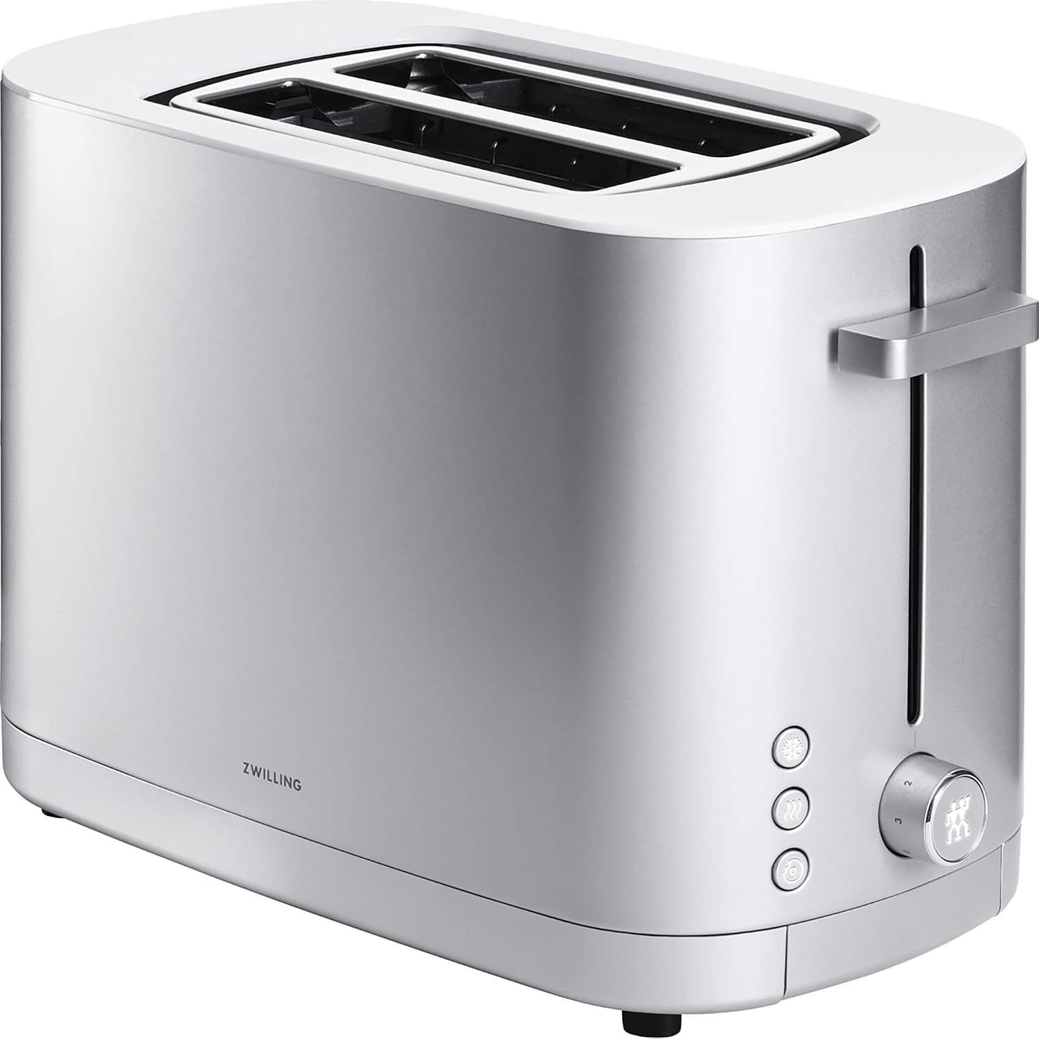 ZWILLING Enfinigy 2-Slice Toaster - Silver Stainless Steel Toaster with Extra Wide Slots for Bagels - 7 Toast Settings, Reheat, Defrost, and Even-Heating Technology