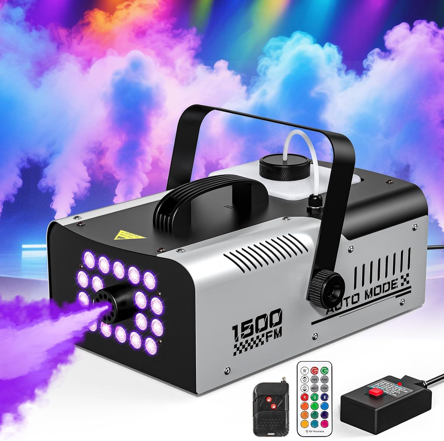 1500W Fog Machine Outdoor Indoor, Halloween Smoke Machine Fog 20000 CFM | 18 Lights, 13 Colors and Remote Controls for Party Stage Effect