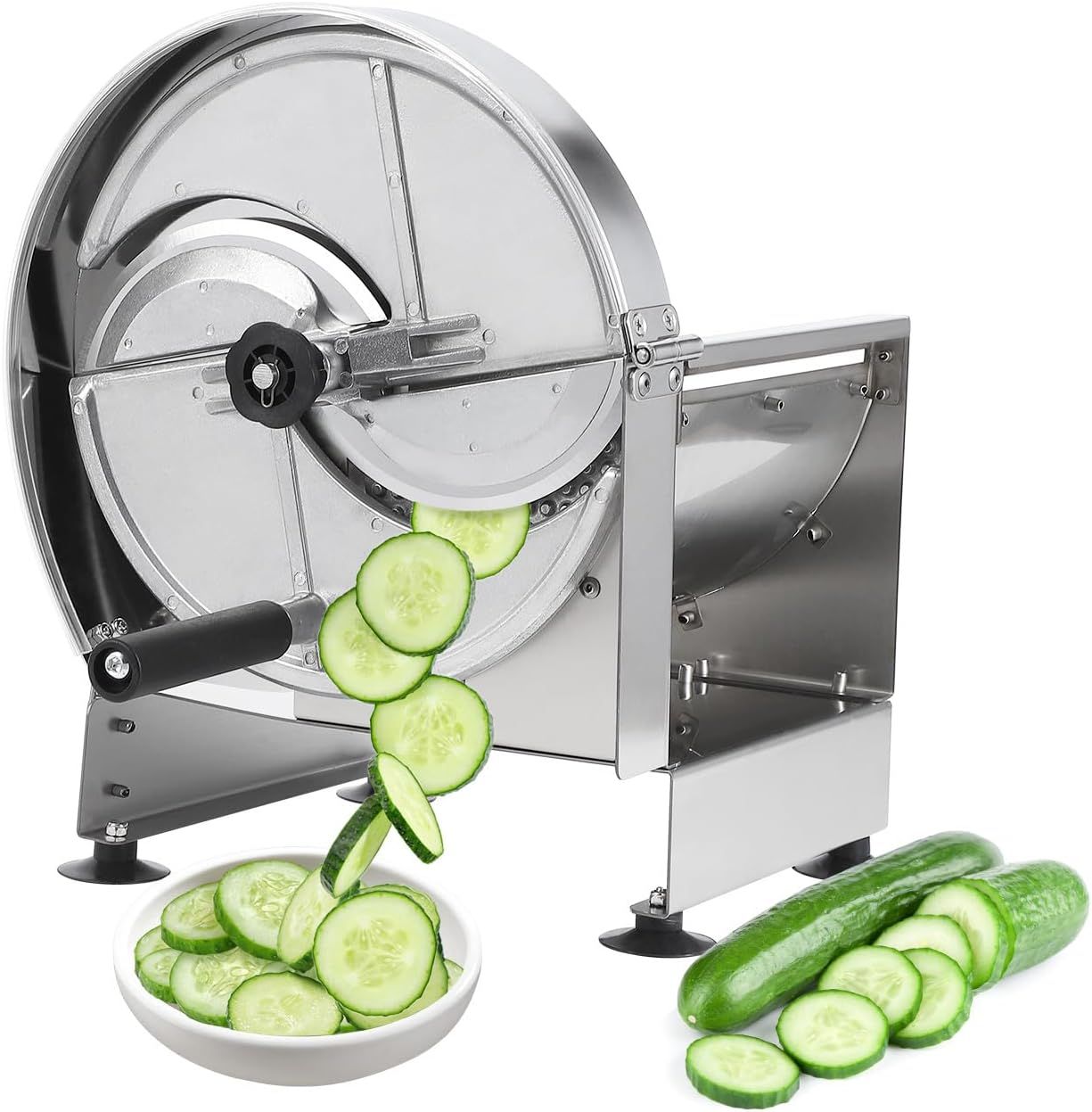 Commercial Vegetable Slicer Manual Potato Tomato Slicing Machine Onion Slicer Stainless Steel Vegetable Cutter Fruit Slicer for Potato Lemon Tomato Onion, 0.2-10 mm Thickness Adjustable