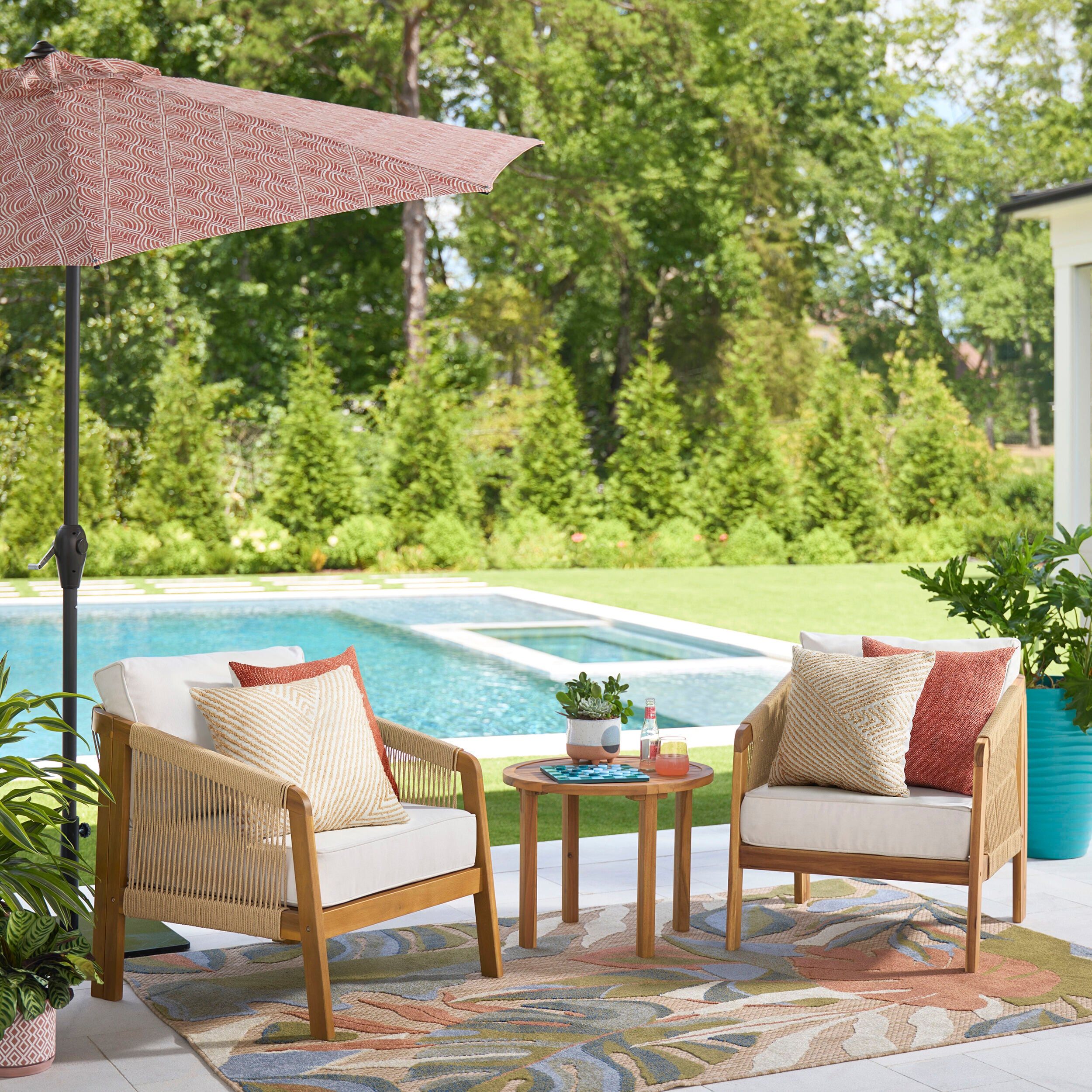 Origin 21 Pinecrest 3-Piece Patio Conversation Set with Ivory White Cushions