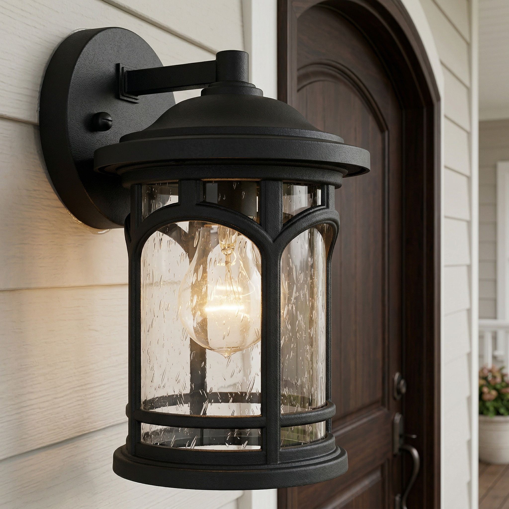 Quoizel Kessel 1 -Light 10-in H Matte Black Hardwired Outdoor Wall Light
