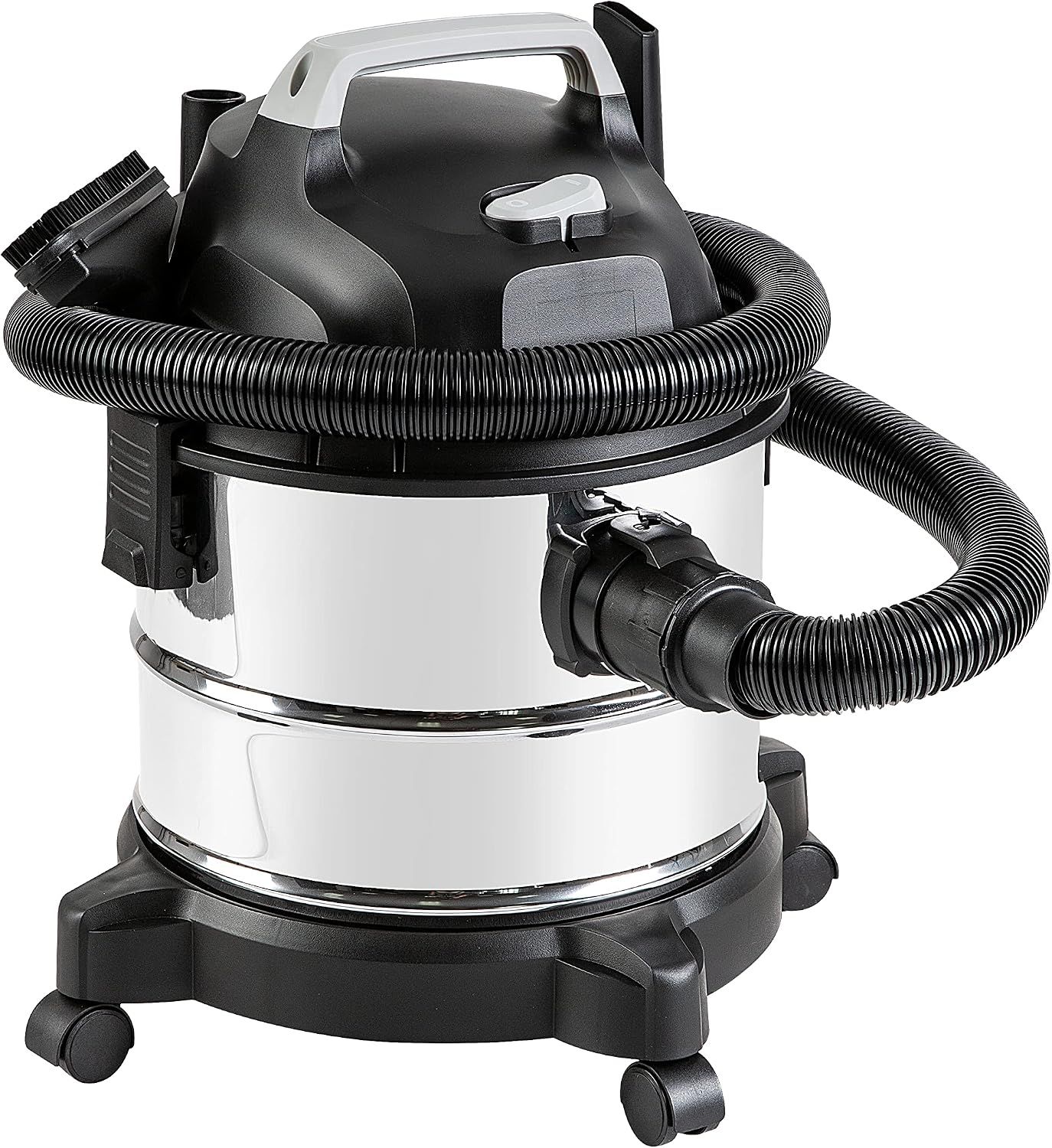 Amazon Basics Stainless Steel Tank 4 gallon, 3 HP Powerful Suction Wet/Dry Vacuum for Garage and Car, Grey/Black