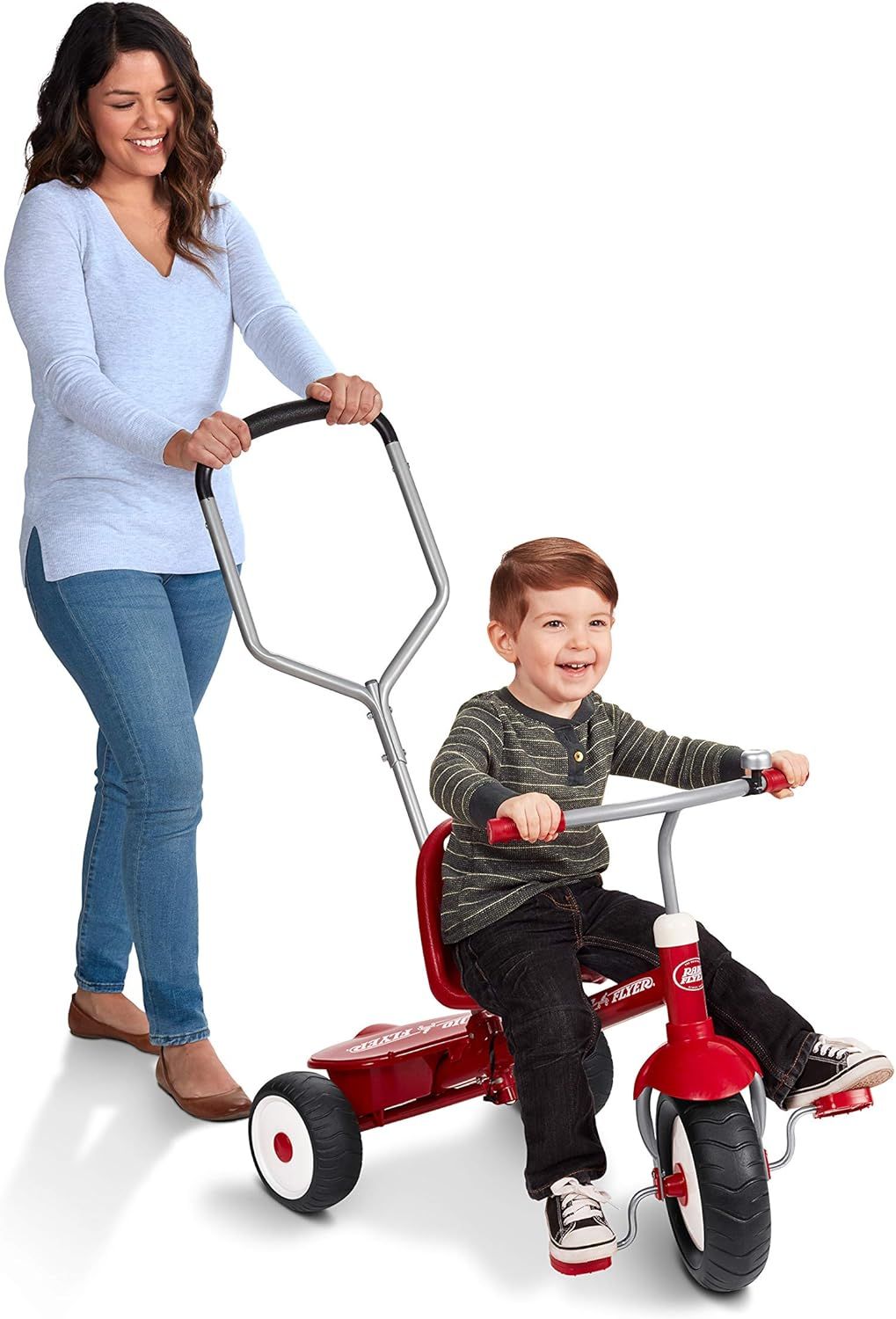 Kids Bike, Toddler Bike, Toddler Toys, Kids Toys for Ages 2-4, Radio Flyer Deluxe Steer & Stroll Tricycle, Trike for Ages 2-5, Red