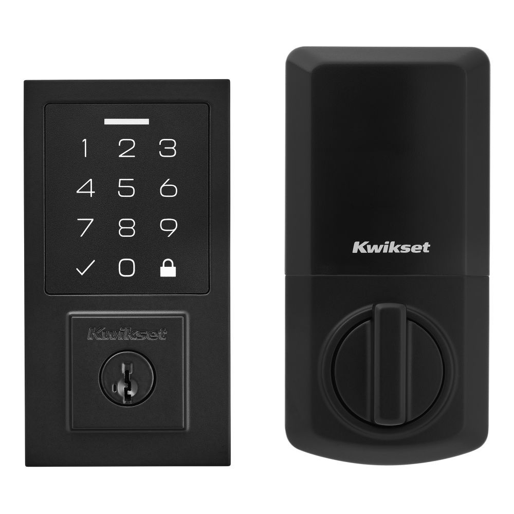 Kwikset SmartCode 270 Touchpad Contemporary Matte Black Keypad Electronic Deadbolt Lock ft. SmartKey Security