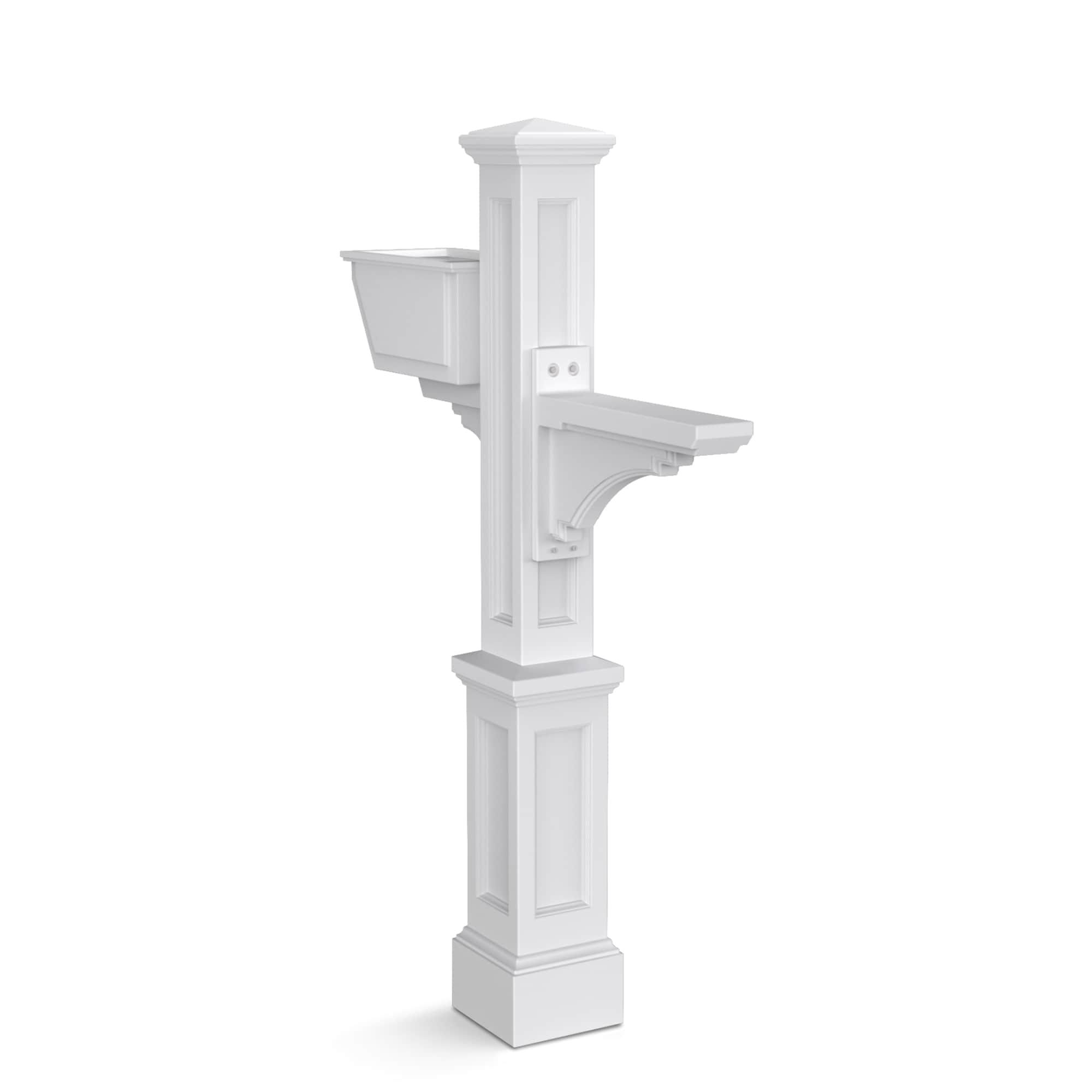 Mayne Westbrook 4 x 4 White Polymer Pyramid Mount Mailbox Post