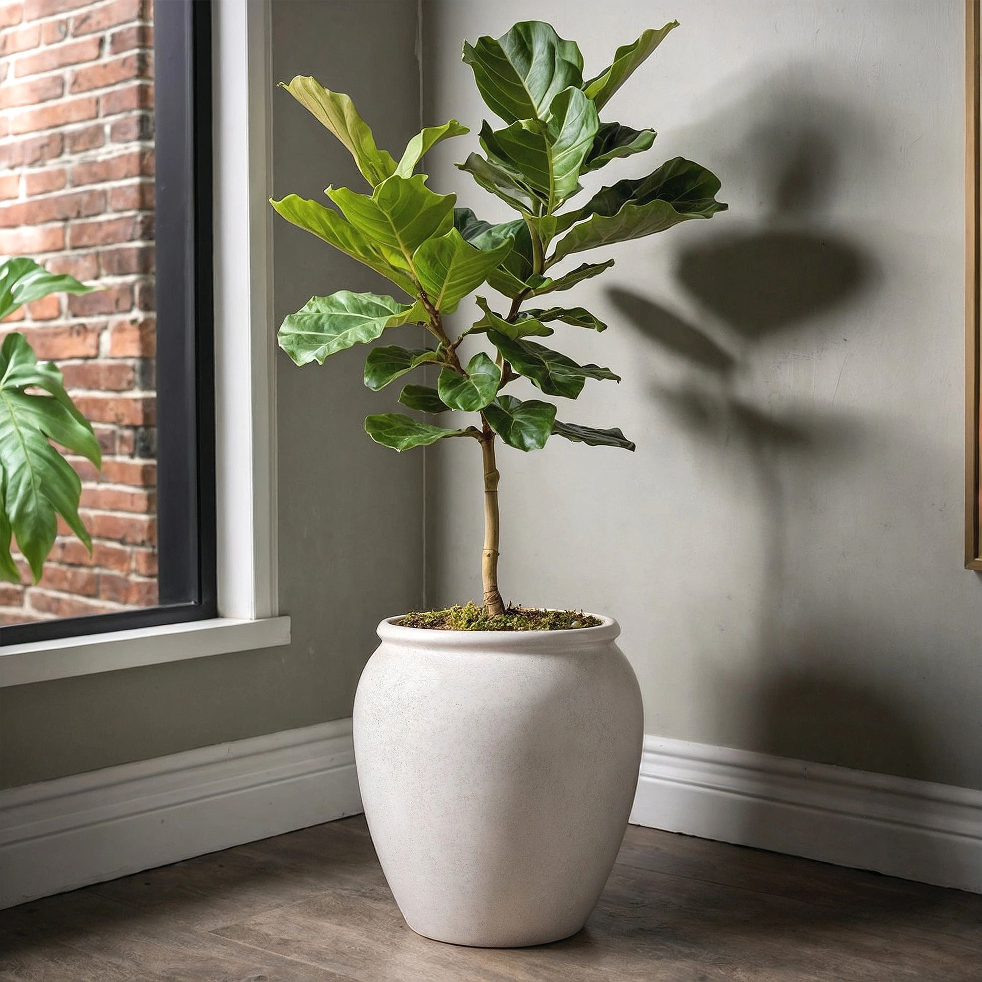 allen + roth Round 16.25-in W x 16.25-in L x 17-in H Medium White Stone Outdoor Self Watering Planter